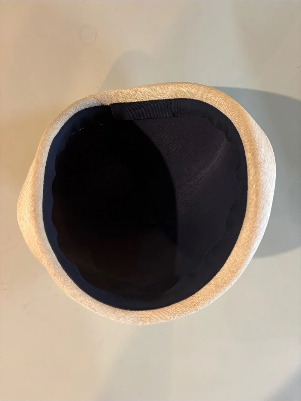 Vintage Cream and Black Felt Pillbox Hat